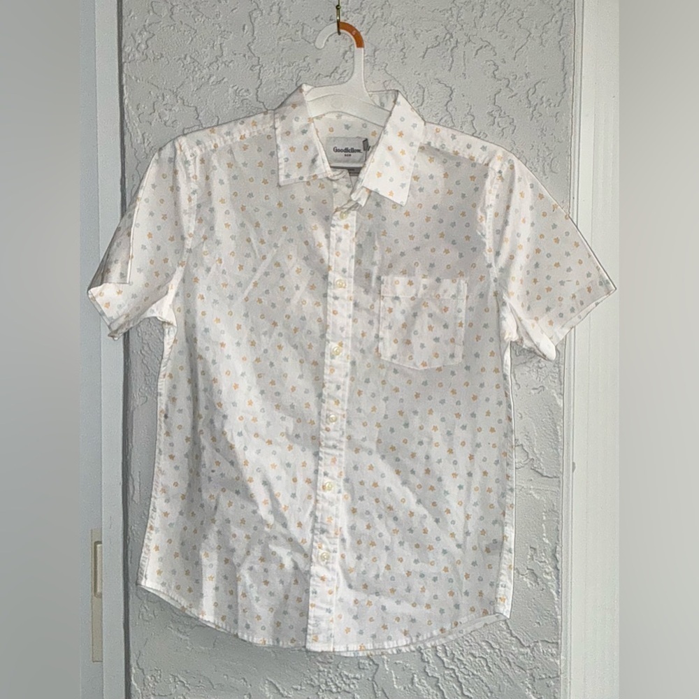 Men's Goodfellow & Co White Slim Shirt with Multicolor Design